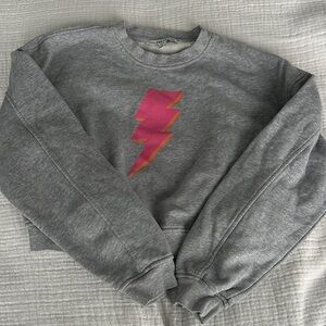 Celebrity Pink Gray Sweater with Pink and Gold Lightning Bolt